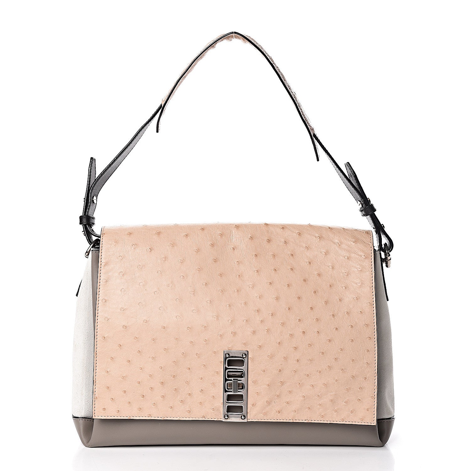Proenza Schouler Ostrich Calfskin Suede PS Elliot Ciclo Pulver Ivory Black 1 of 26