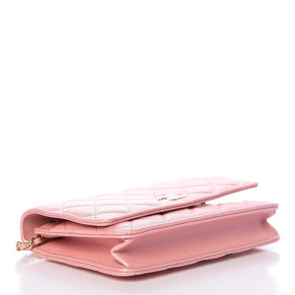 Chanel Iridescent Caviar Quilted Wallet on Chain WOC Rose Pink 4 of 11