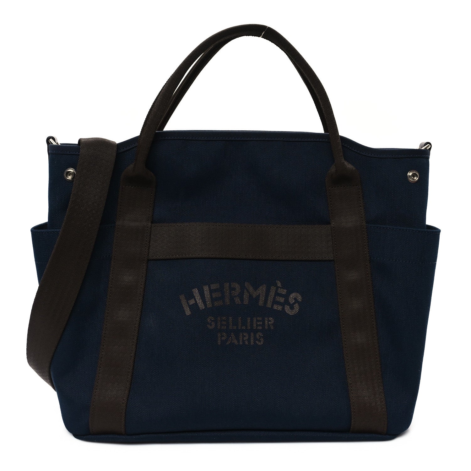 Hermes Toile Sac De Pansage Groom Bleu Navy Feu 1 of 12