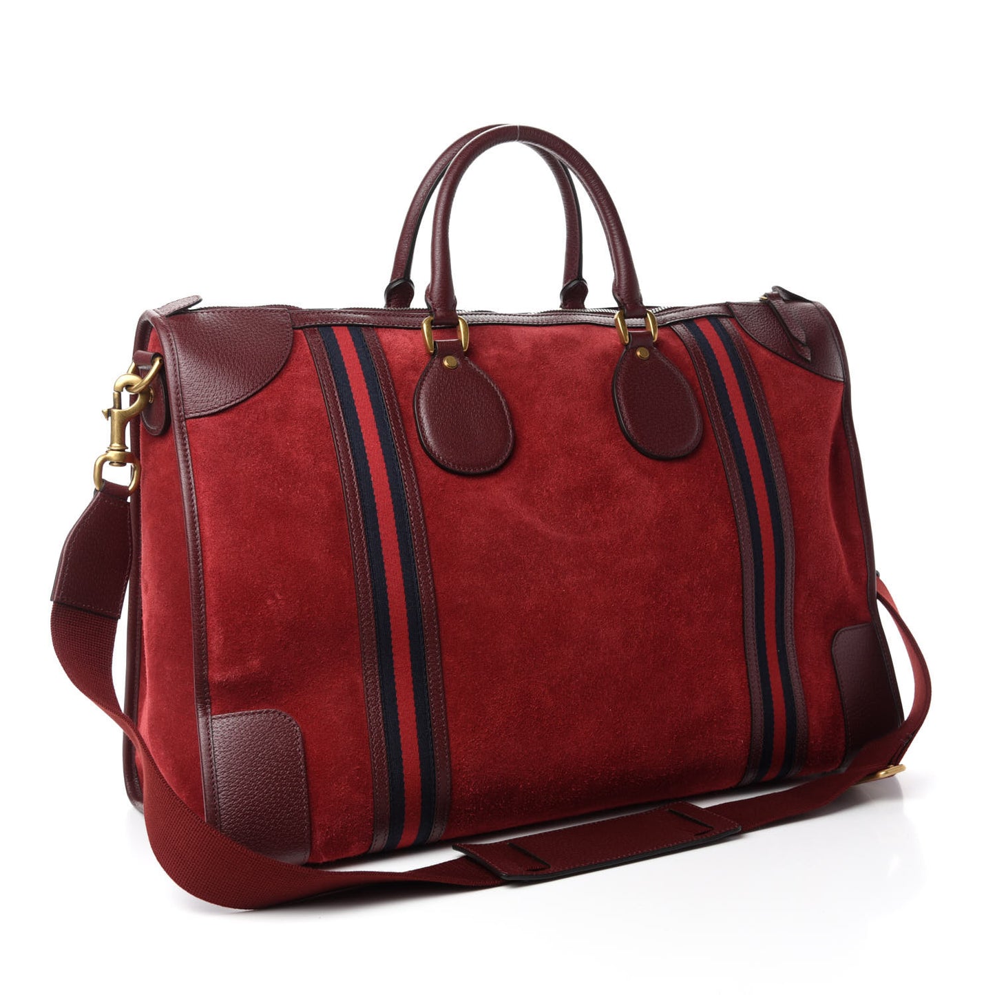 Suede Daino Textured Dollar Calfskin Web Large Neo Vintage Duffle Bag Romantic Cerise Chardonnay
