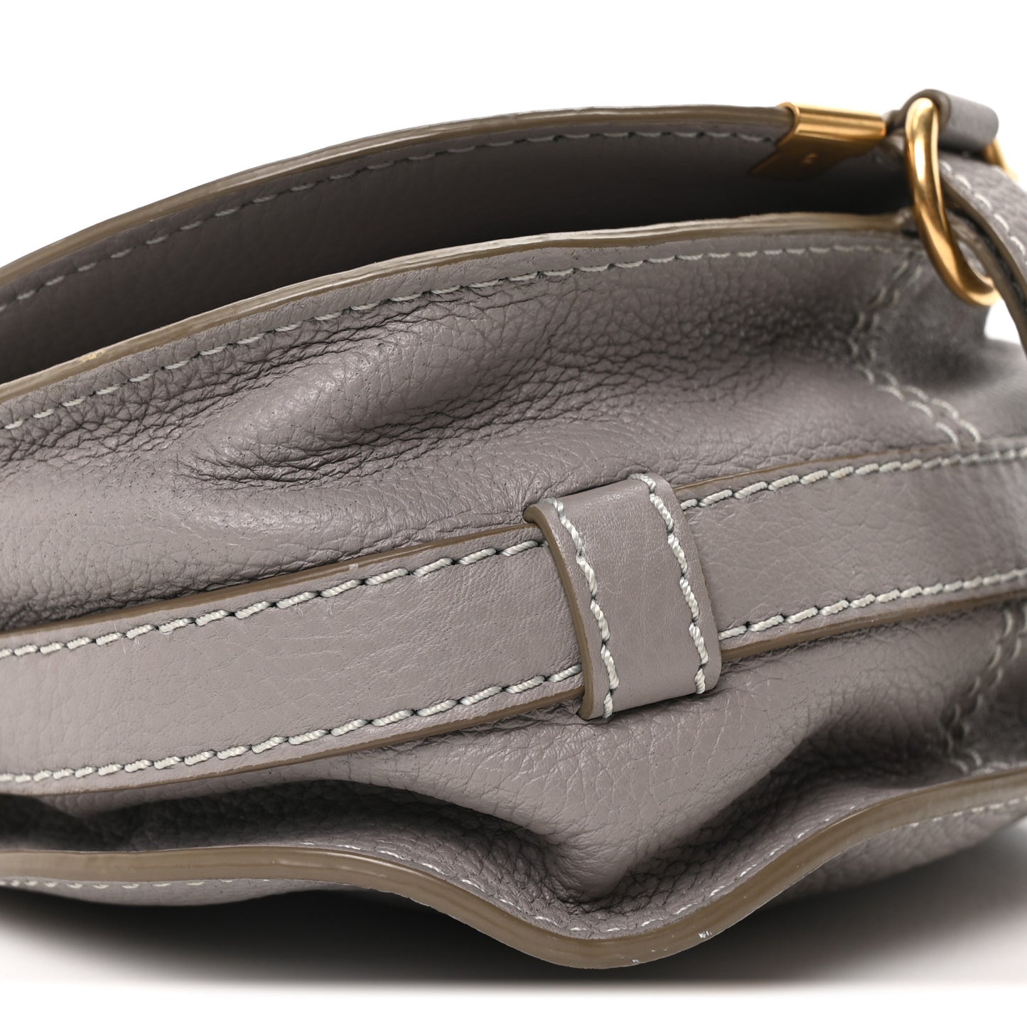 Grained Calfskin Small Marcie Saddle Bag Cashmere Grey
