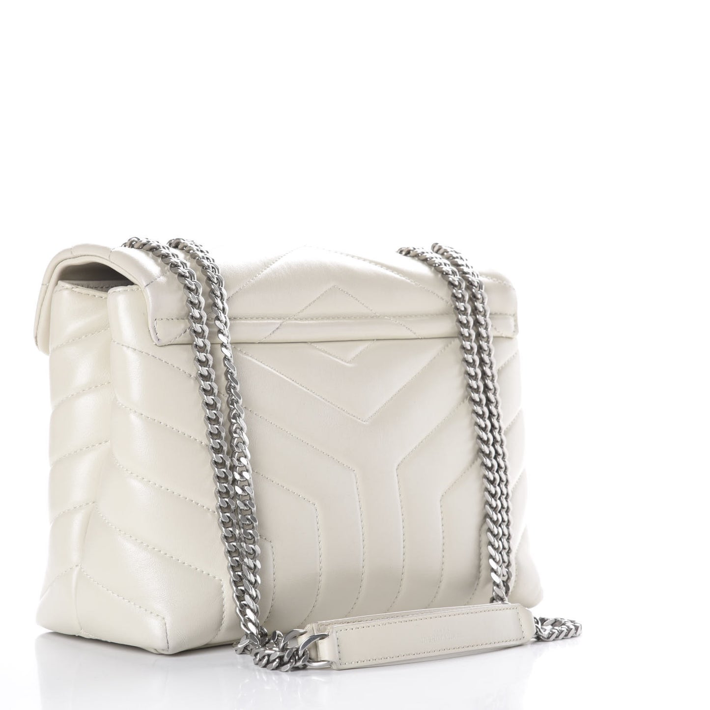 Calfskin Y Quilted Monogram Small Loulou Chain Satchel Ivory
