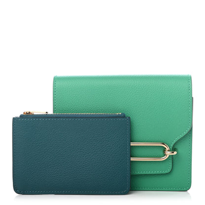 Hermes Evercolor Bi-Color Roulis Slim Wallet Menthe Vert Bosphore 1 of 4