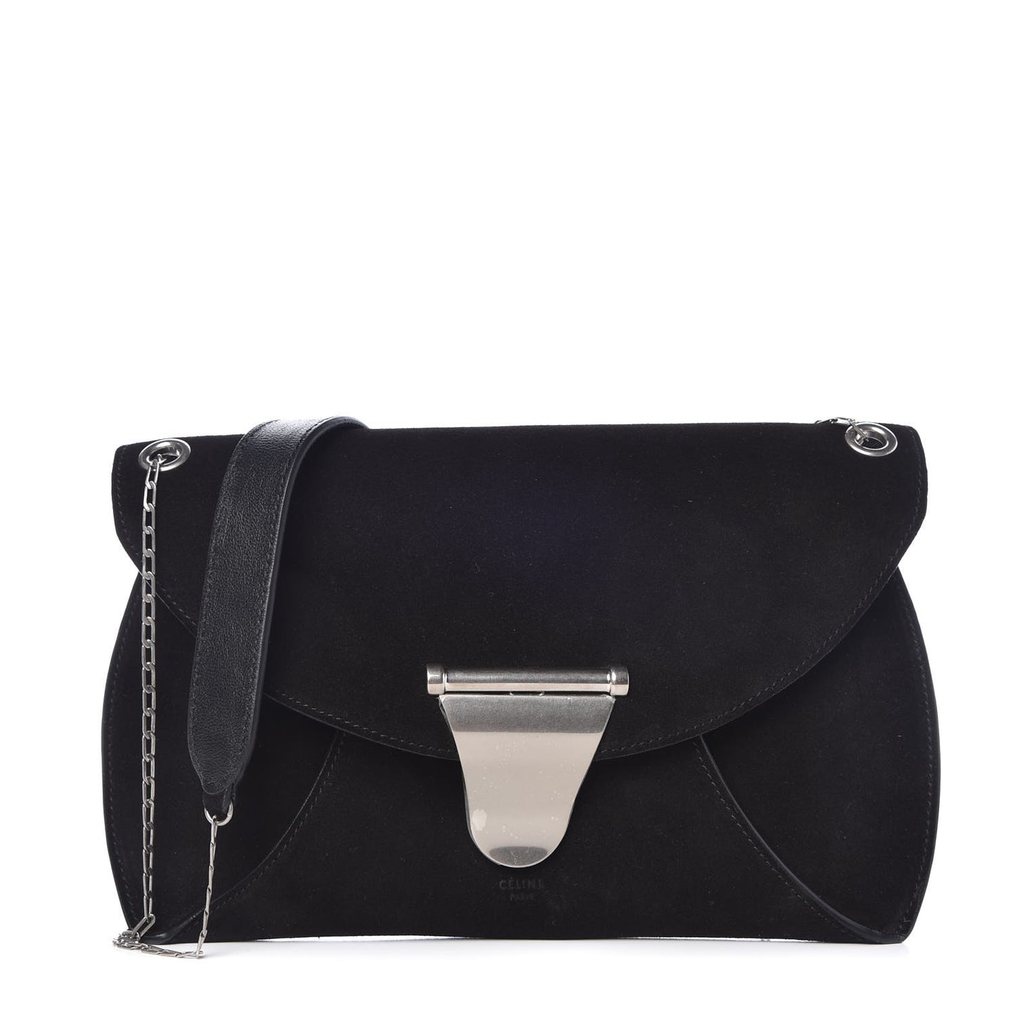 Suede Calfskin Clutch on Chain Black