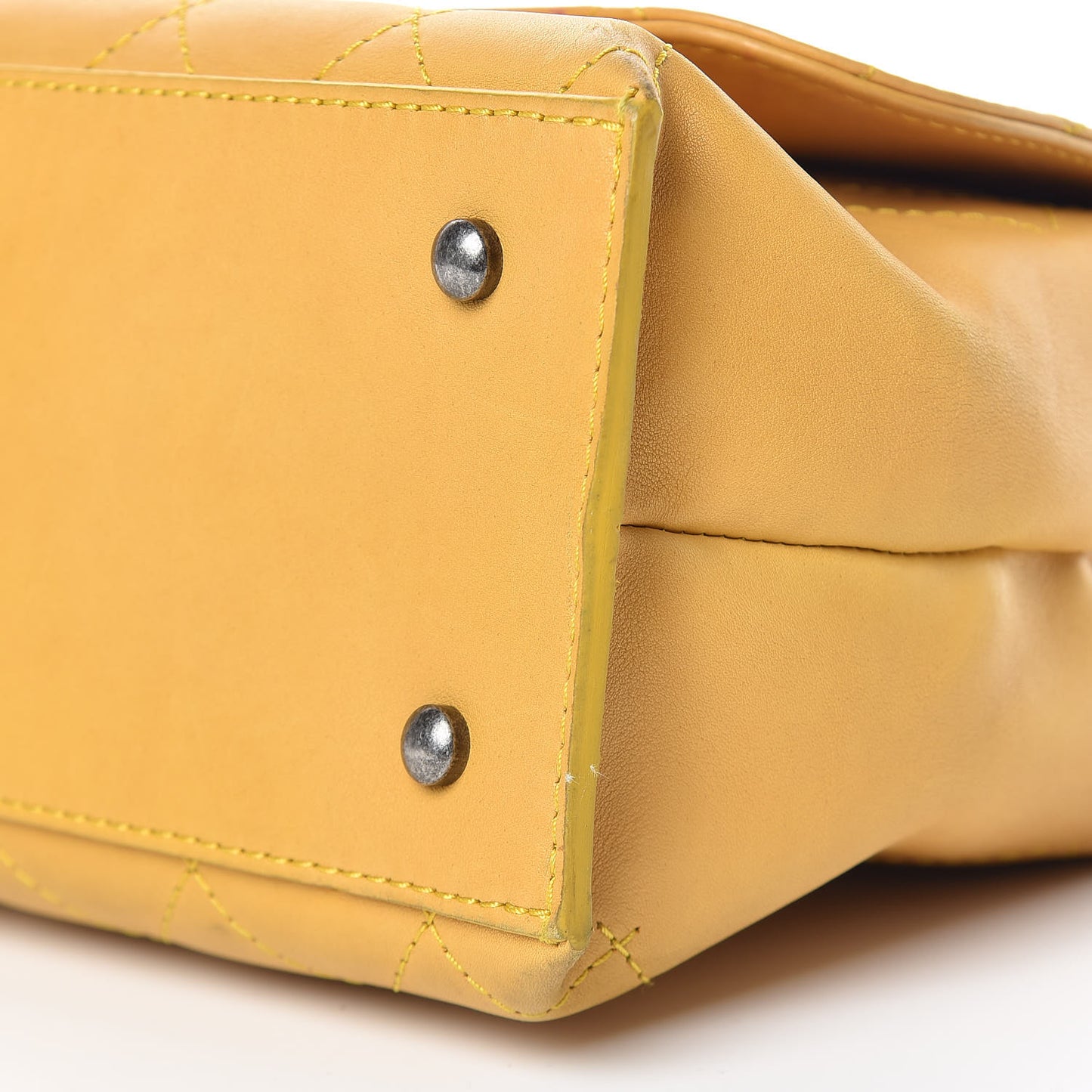 Calfskin Stitched Urban Luxury Top Handle Bag Yellow