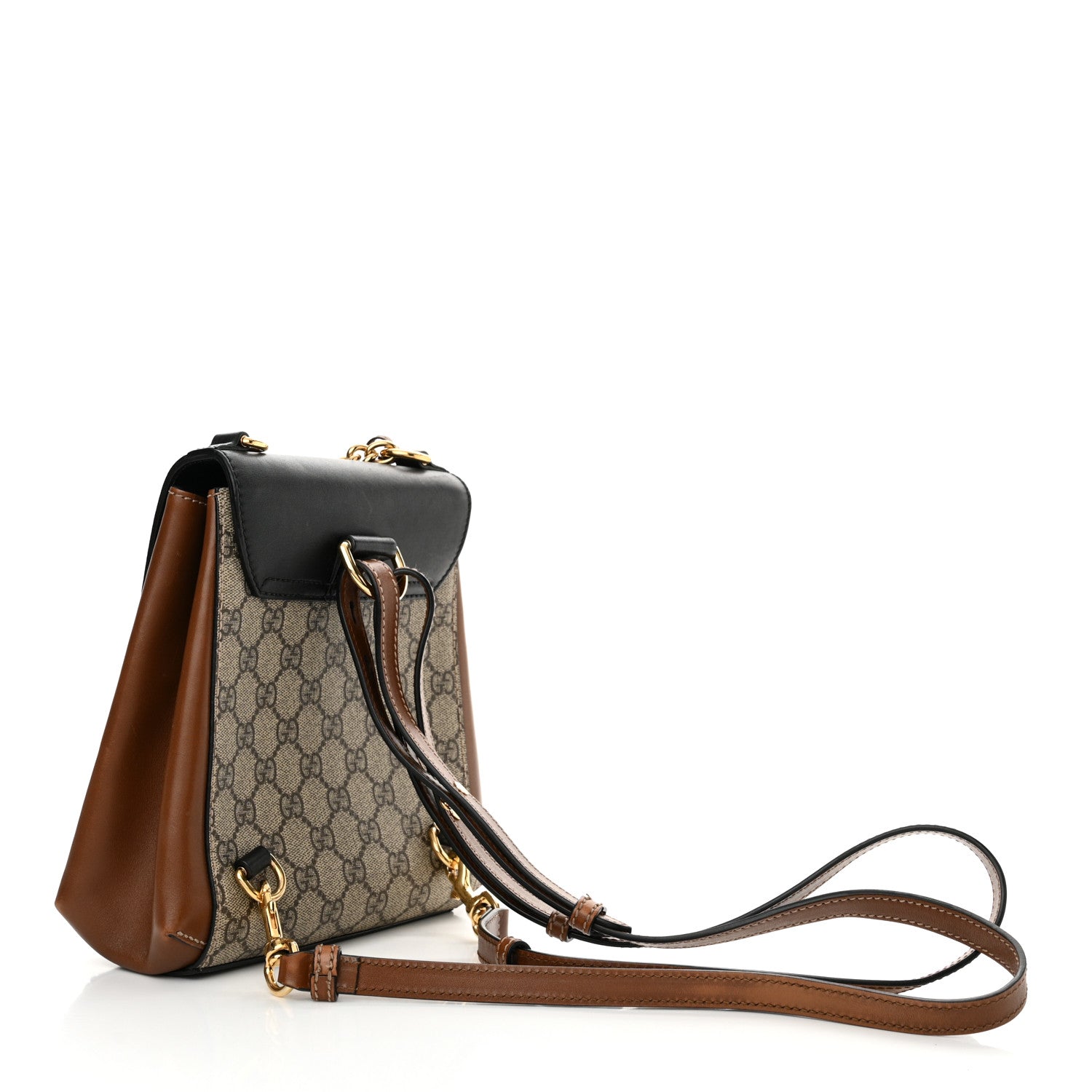 Gucci GG Supreme Monogram Calfskin Padlock Backpack Beige Cuir Black 3 of 13