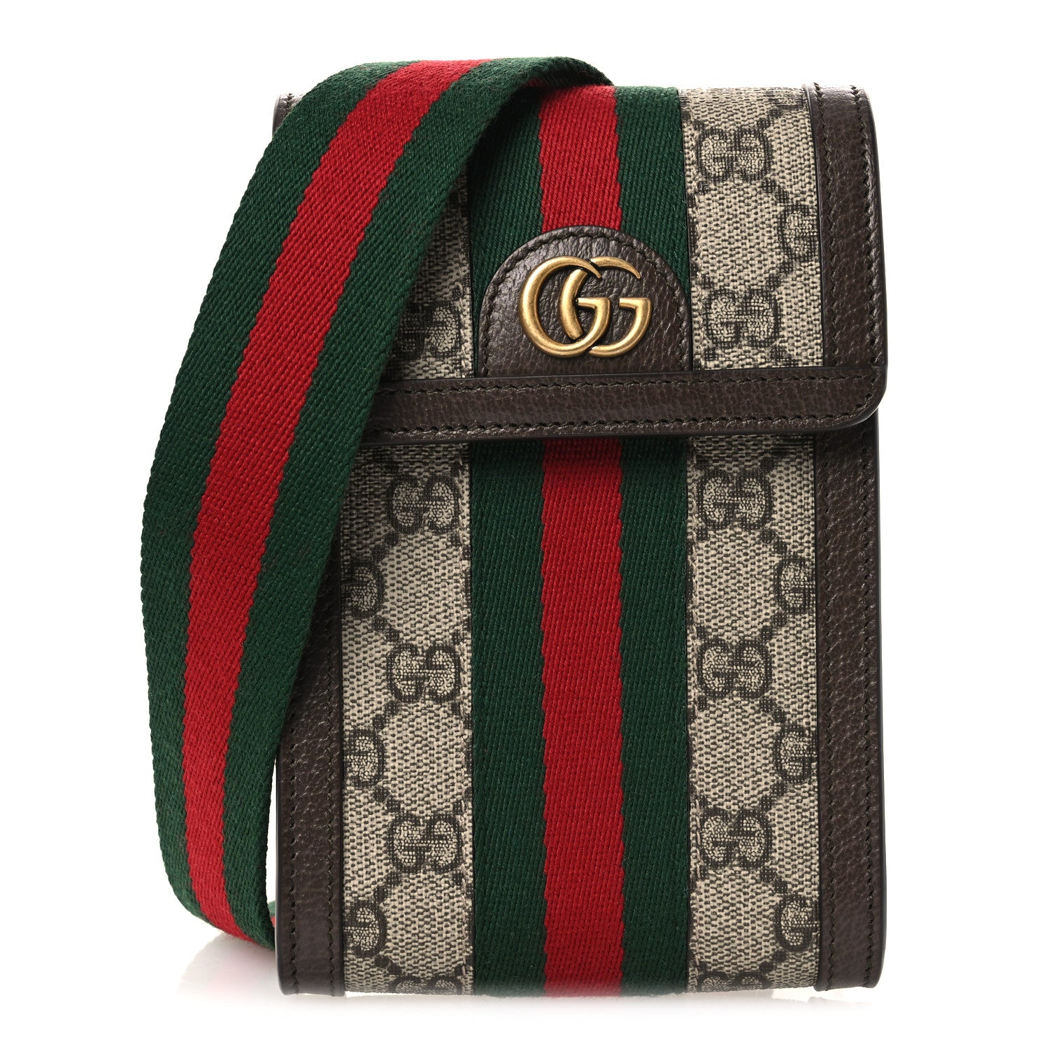 Gucci GG Supreme Monogram Web Mini Ophidia Crossbody Bag Detachable Wallet Beige Ebony 1 of 12
