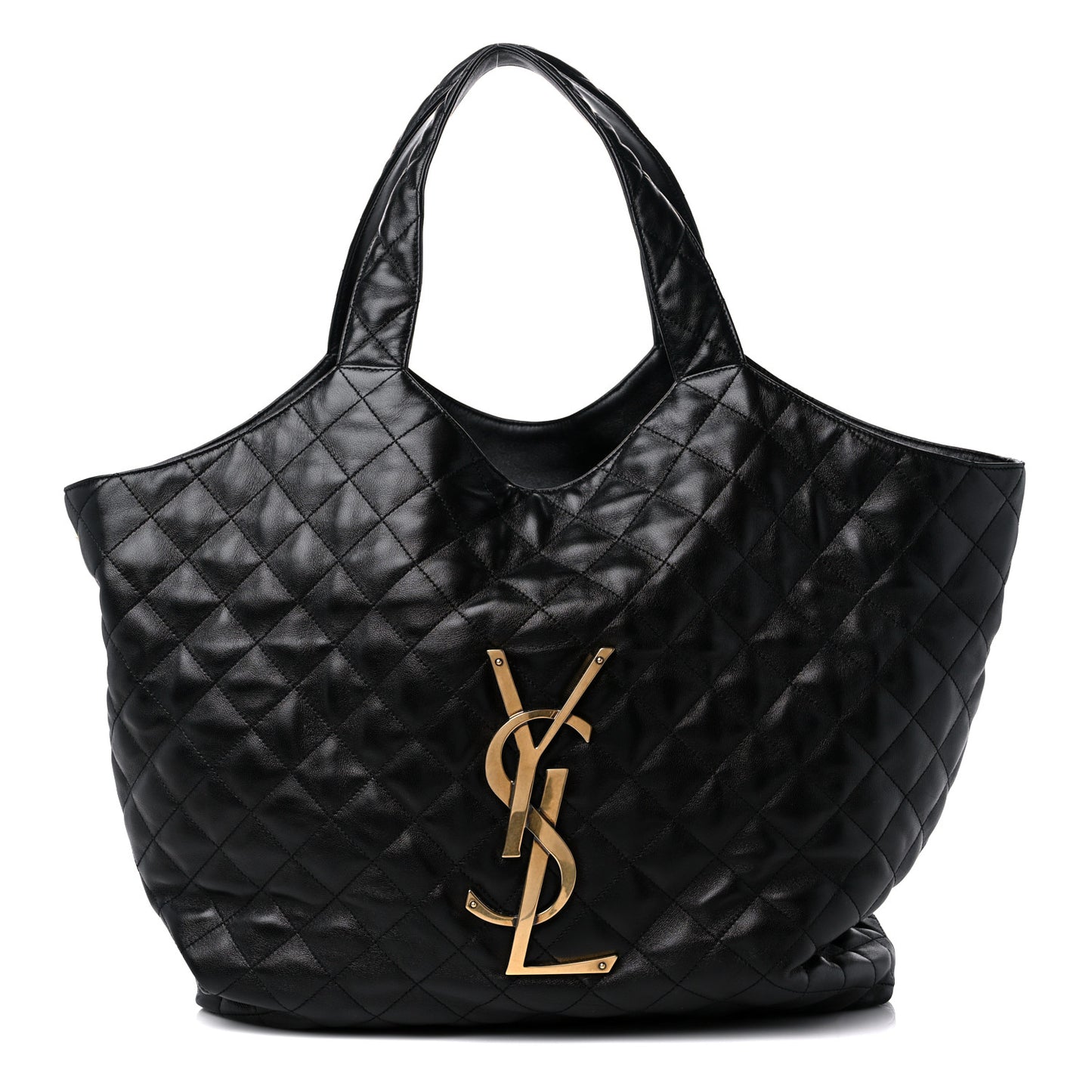 Lambskin Quilted Maxi Icare Shopping Tote Black