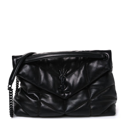 Saint Laurent Lambskin Quilted Monogram Monochrome Medium Loulou Puffer Chain Satchel Black 1 of 10