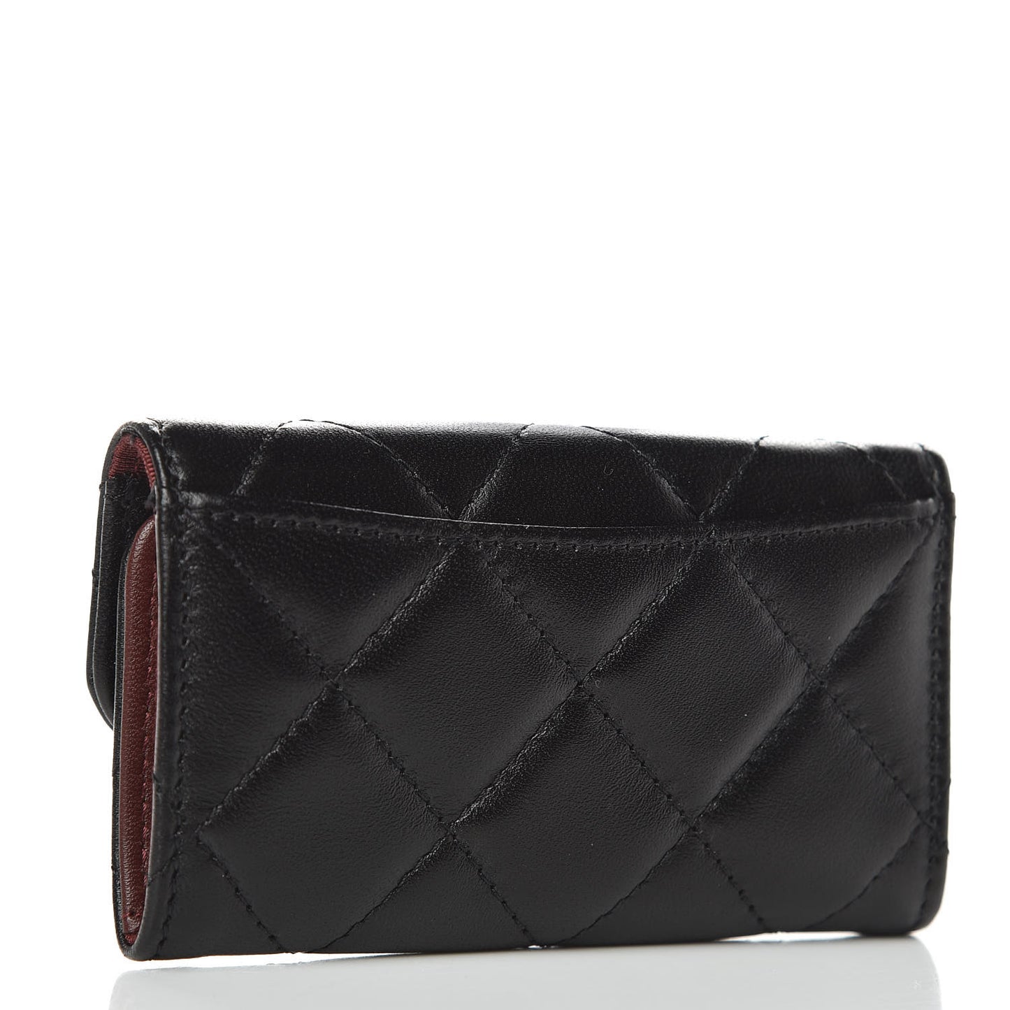 Lambskin Quilted 6 Key Holder Black