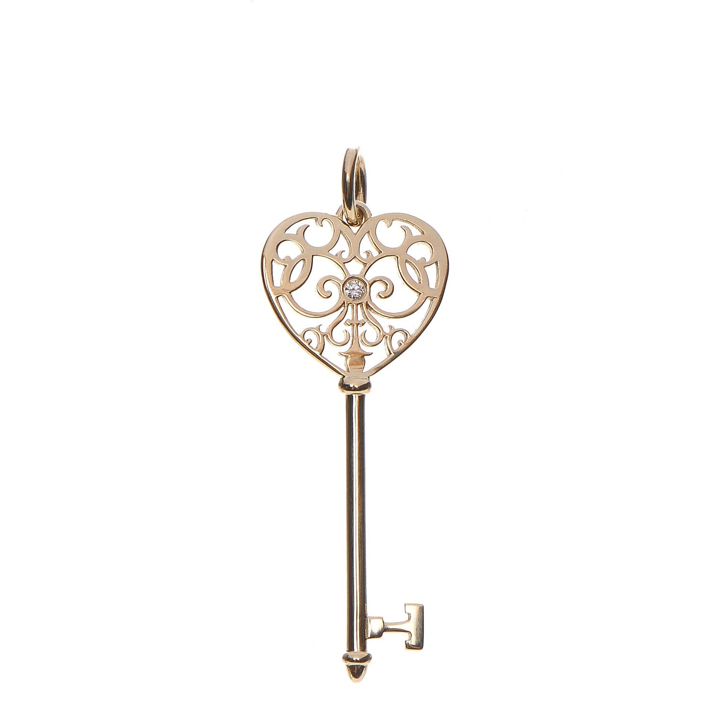 18K Yellow Gold Diamond Enchant Key Pendant Necklace