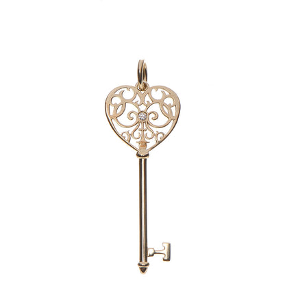 Tiffany 18K Yellow Gold Diamond Enchant Key Pendant Necklace 1 of 3