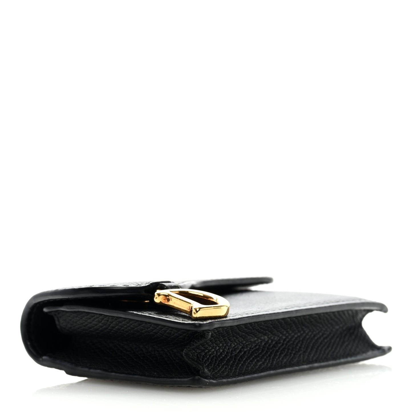 Grained Calfskin Saddle Card Holder Black