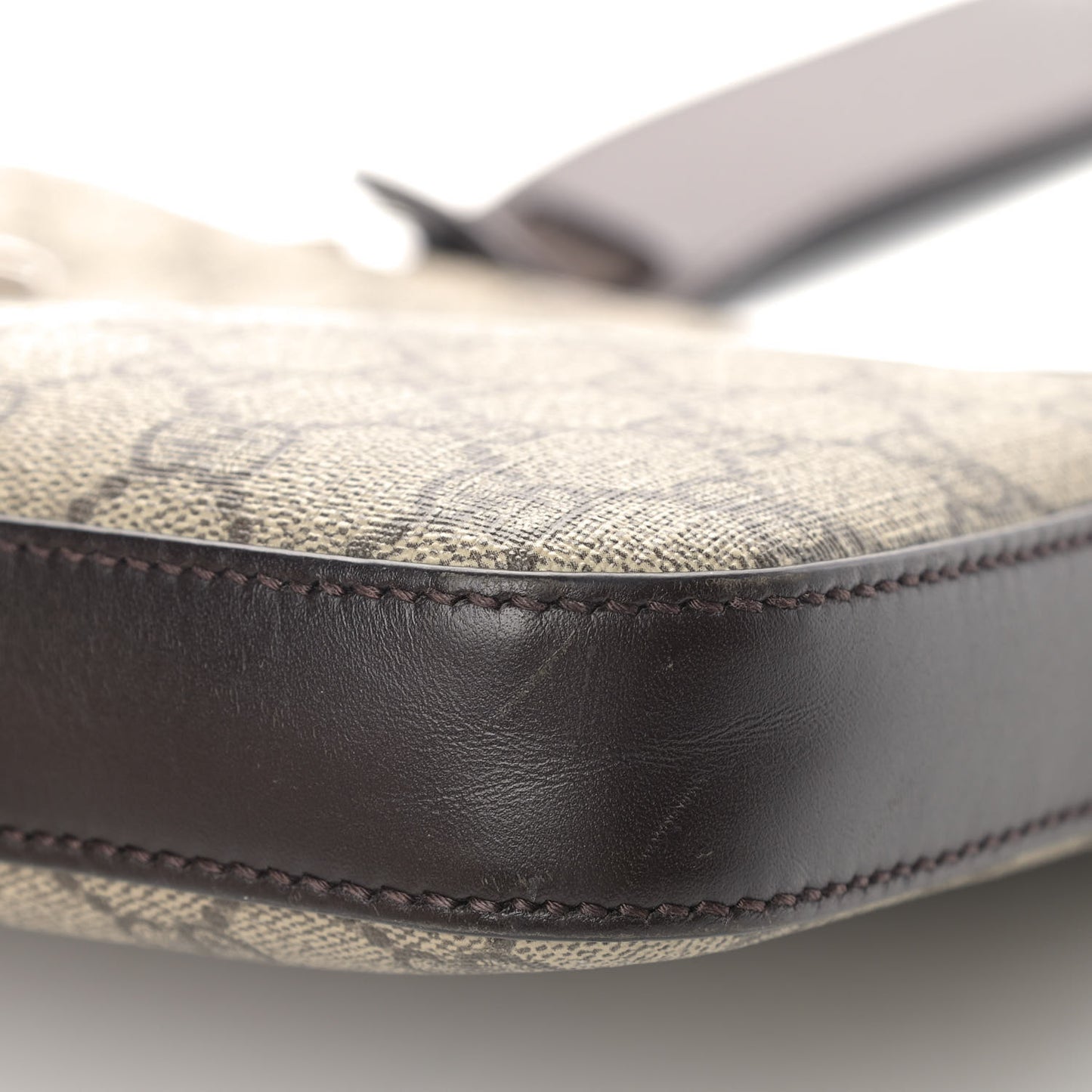 GG Supreme Monogram Selleria Calfskin Small Flat Messenger Bag Beige Ebony Cocoa Marrone Scuro