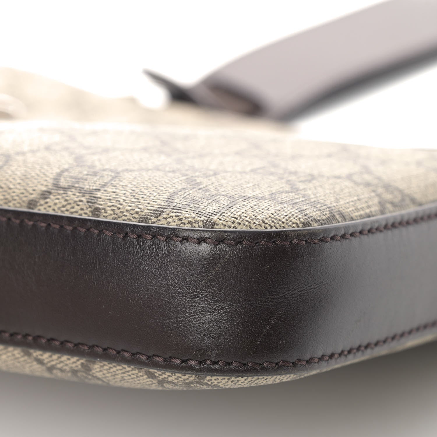 Gucci GG Supreme Monogram Selleria Calfskin Small Flat Messenger Bag Beige Ebony Cocoa Marrone Scuro 8 of 11