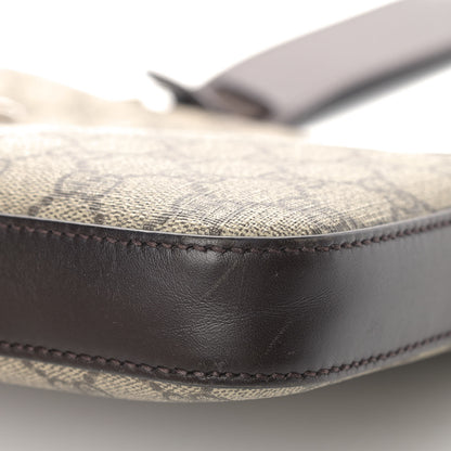 Gucci GG Supreme Monogram Selleria Calfskin Small Flat Messenger Bag Beige Ebony Cocoa Marrone Scuro 8 of 11