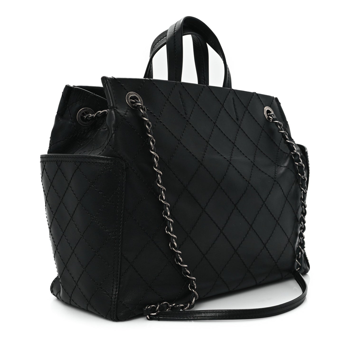 Calfskin CC Pocket Tote Black