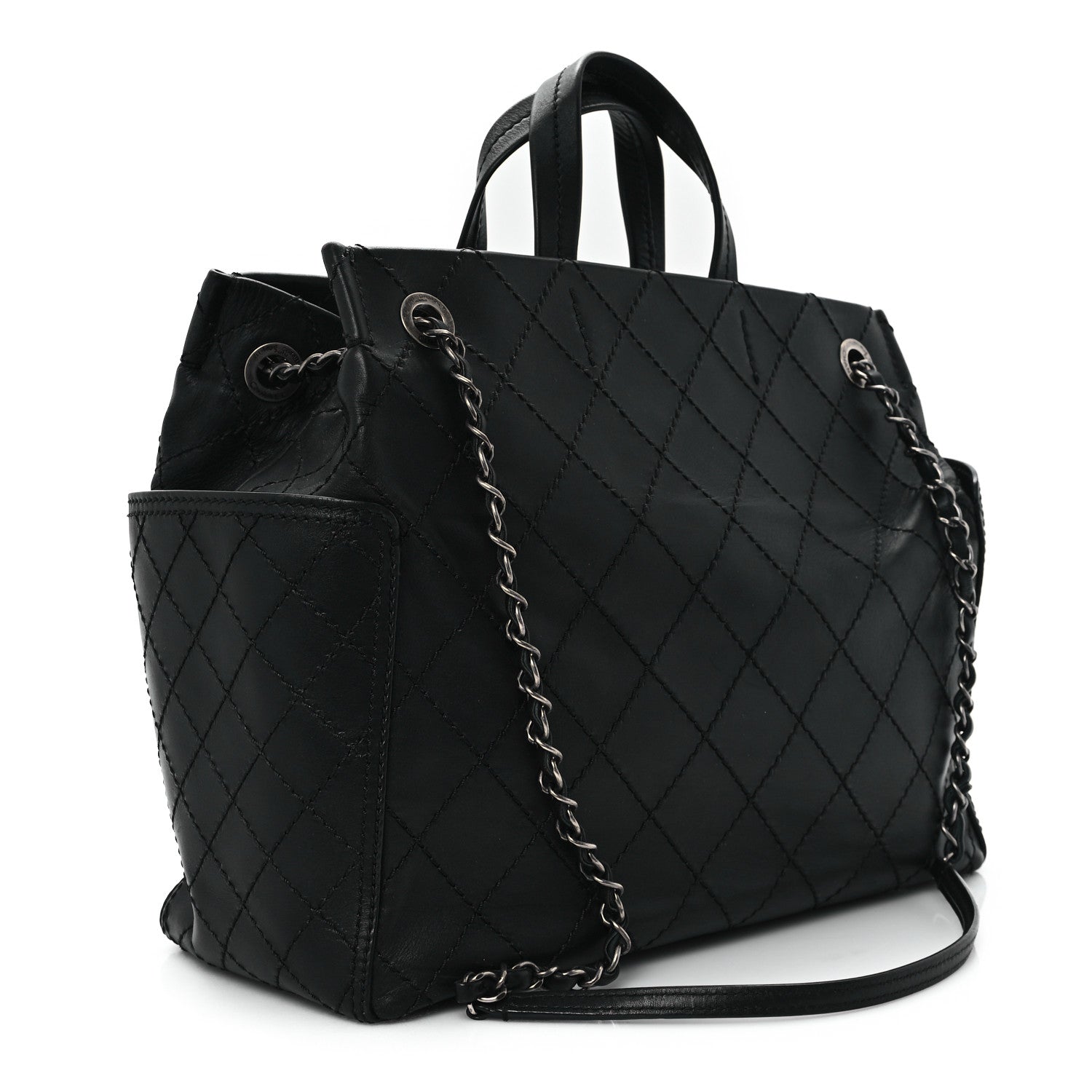 Chanel Calfskin CC Pocket Tote Black 2 of 12