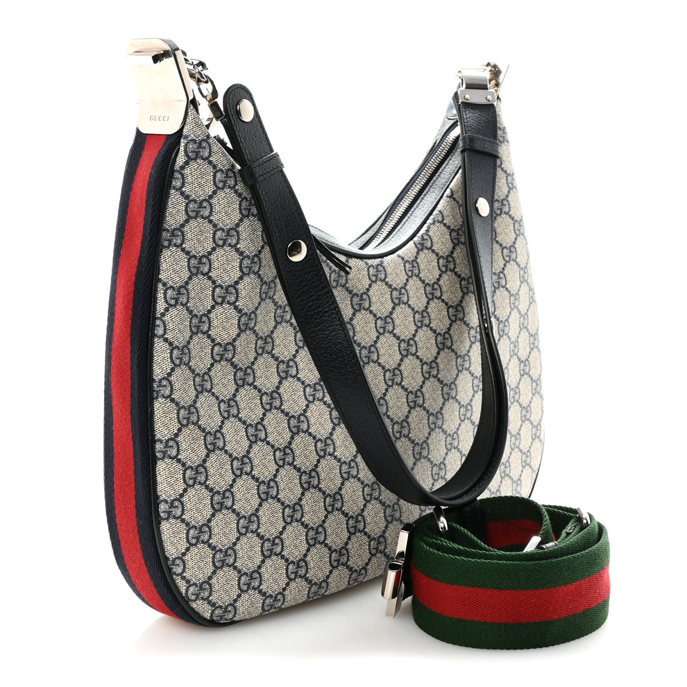 Gucci GG Supreme Monogram Textured Calfskin Web Large Attache Shoulder ...