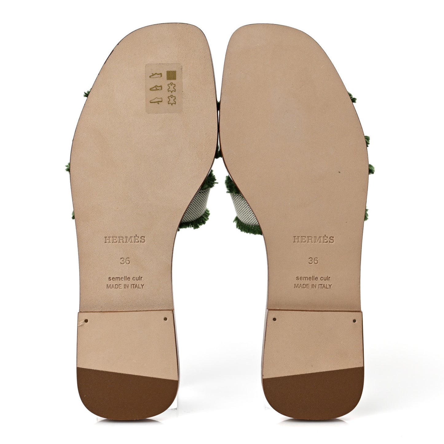Toile H Oran Fringe Sandals 36 Vert