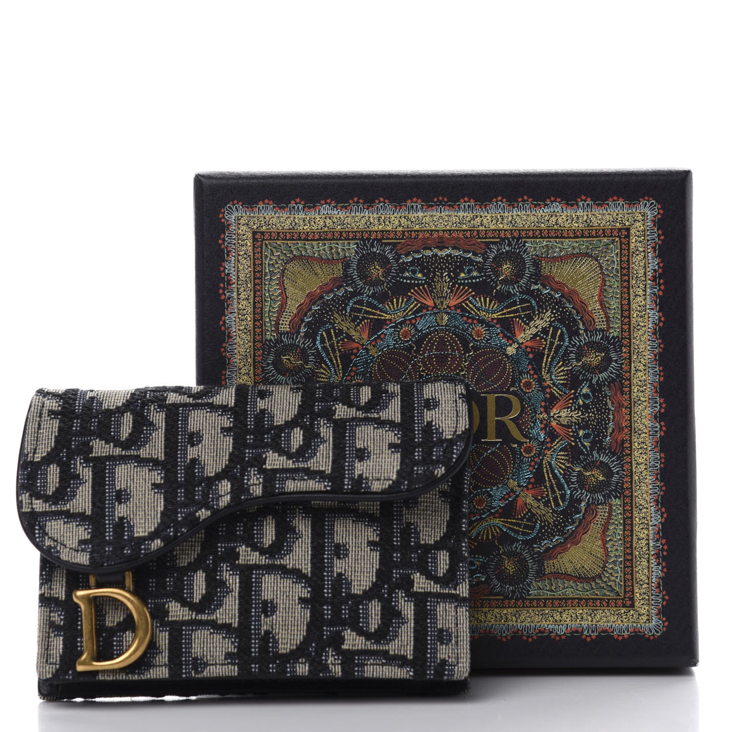 Christian Dior Oblique Saddle Card Holder Blue 8 of 8