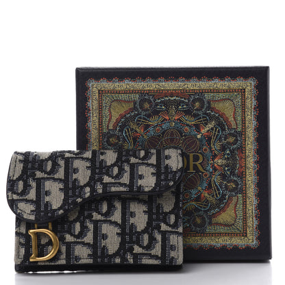 Christian Dior Oblique Saddle Card Holder Blue 8 of 8