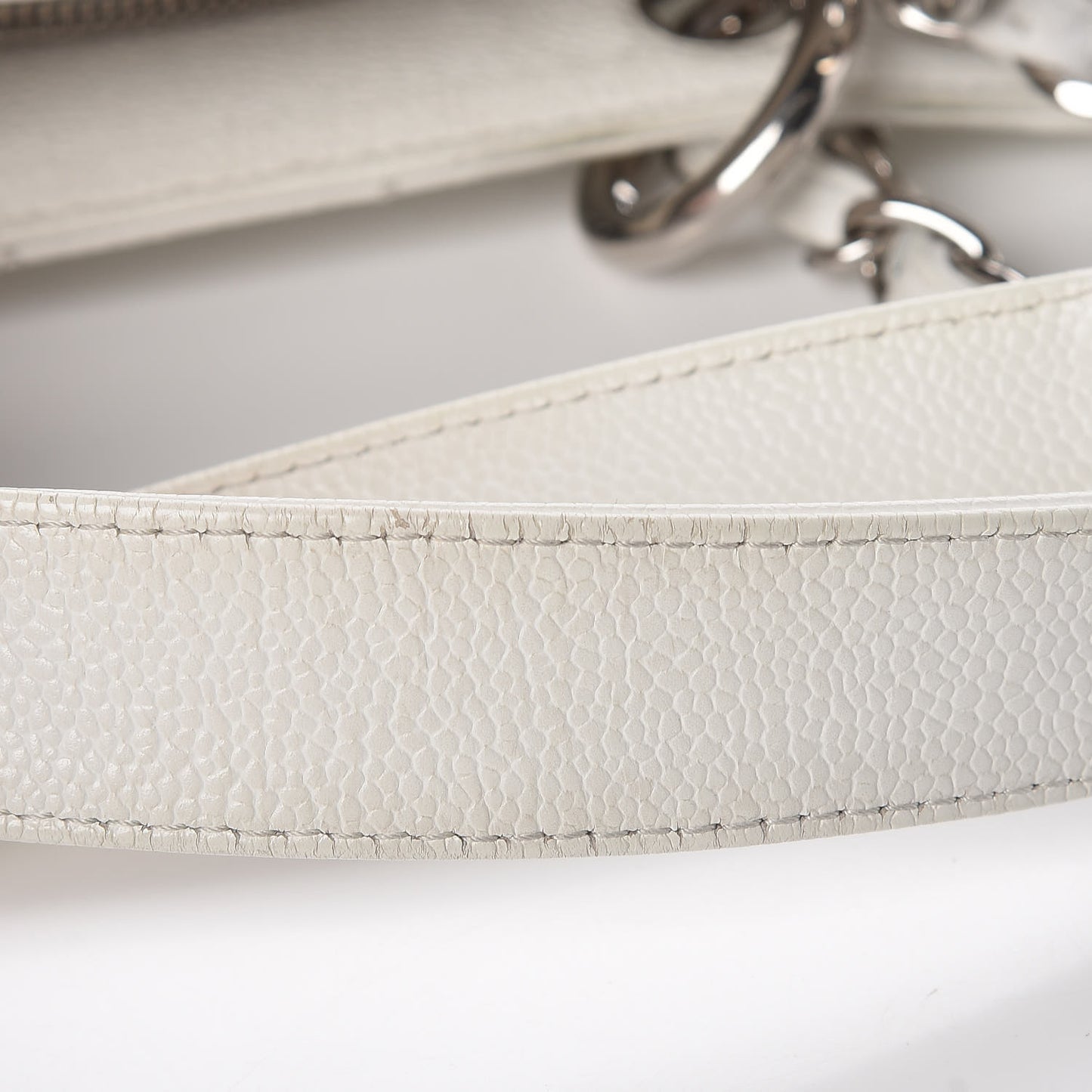 Caviar Quilted Grand Shopping Tote GST White