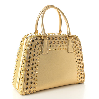 Prada Saffiano Vernice Crystal Pyramid Bag Platino 3 of 14