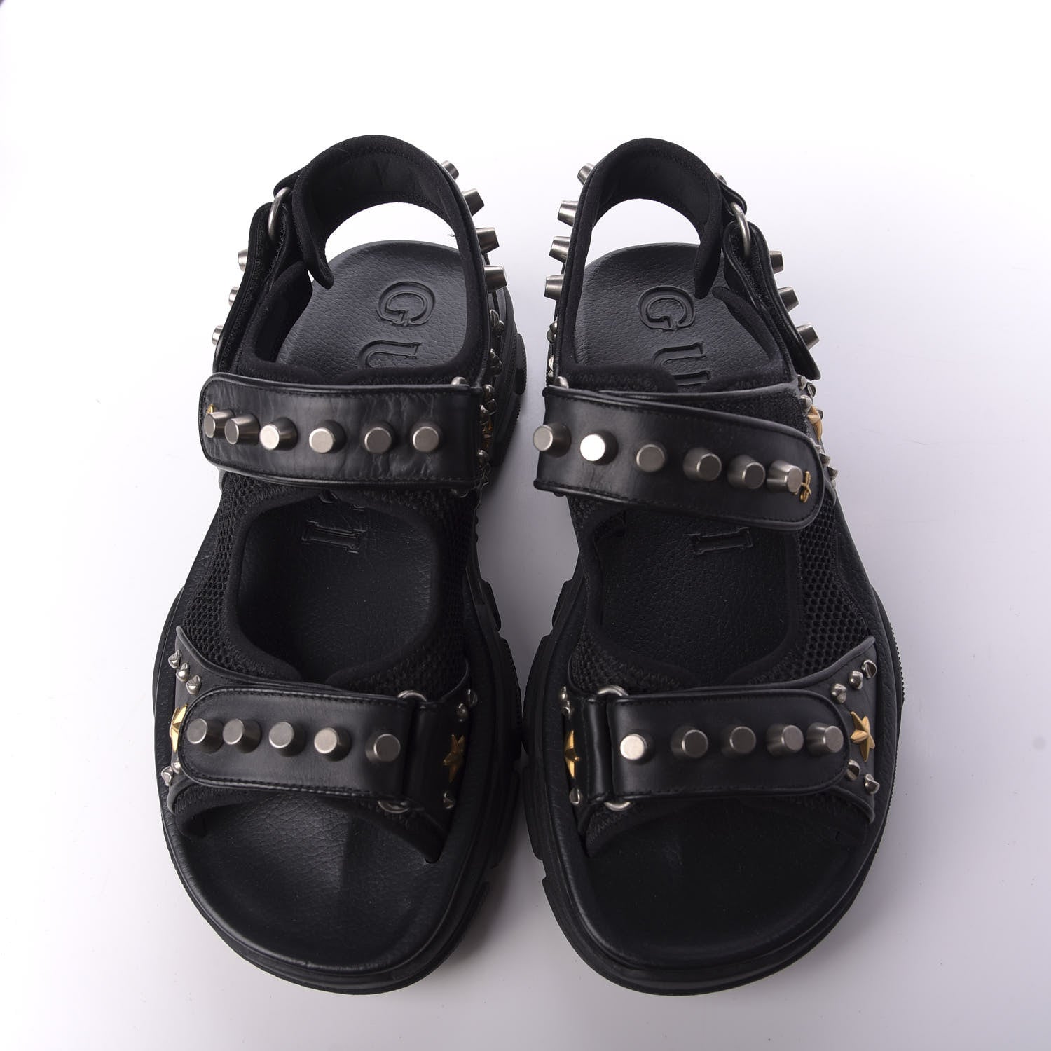 Gucci Nappa Mesh Studded Mens Aguru Sandals 8 Black 5 of 8