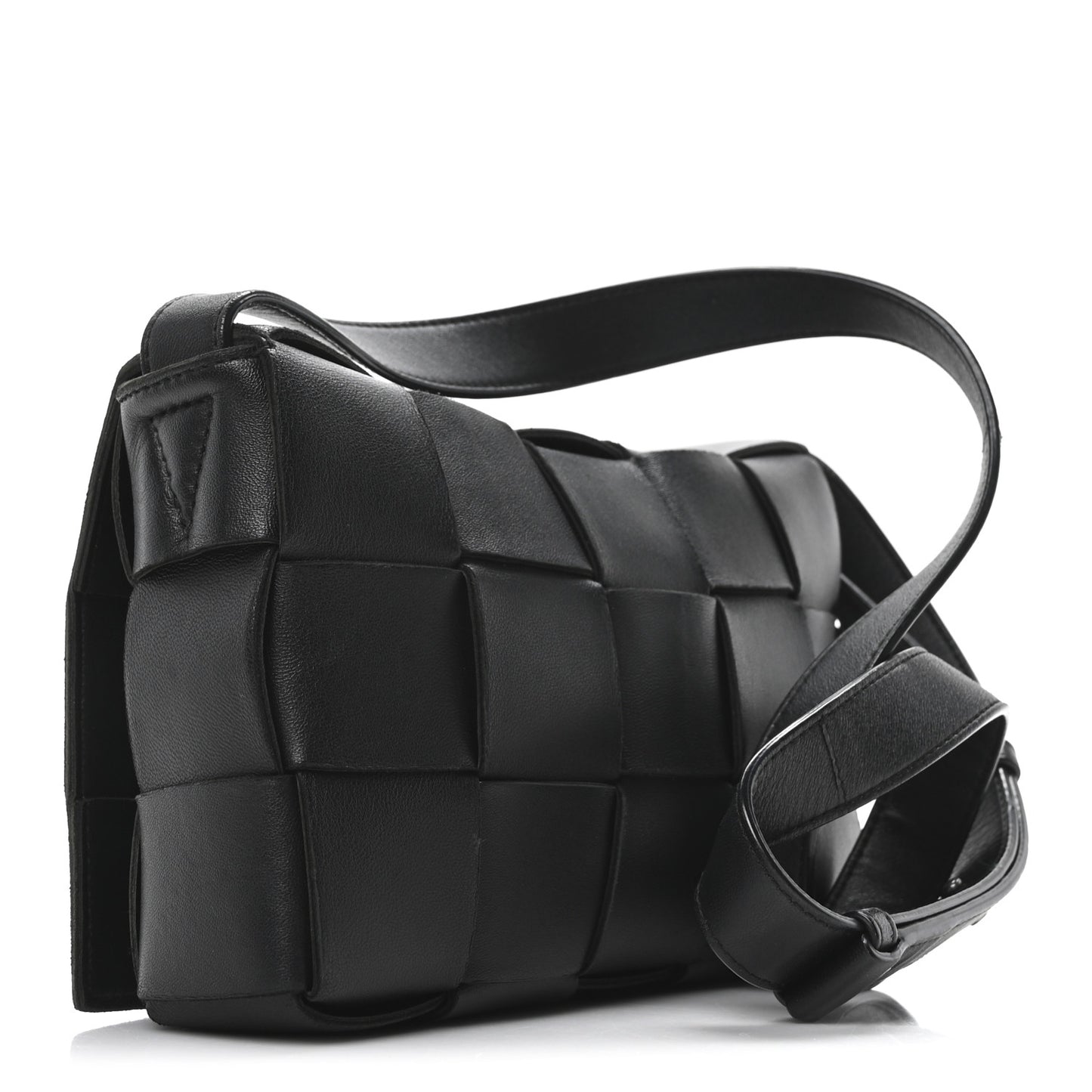 Lambskin Maxi Intrecciato Cassette Crossbody Bag Black