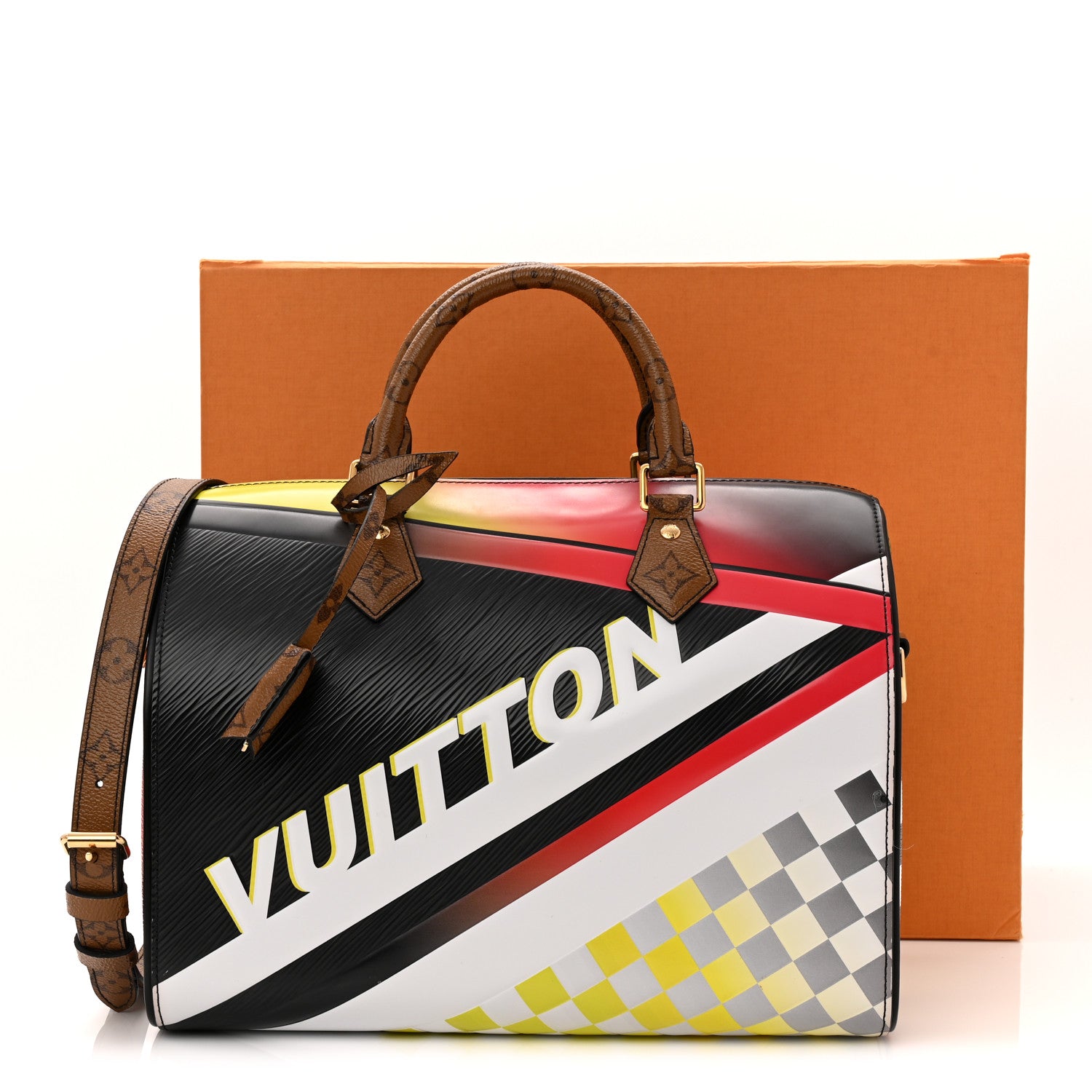 Louis Vuitton Epi Reverse Monogram Damier Race Speedy Bandouliere 30 Black Yellow 13 of 13