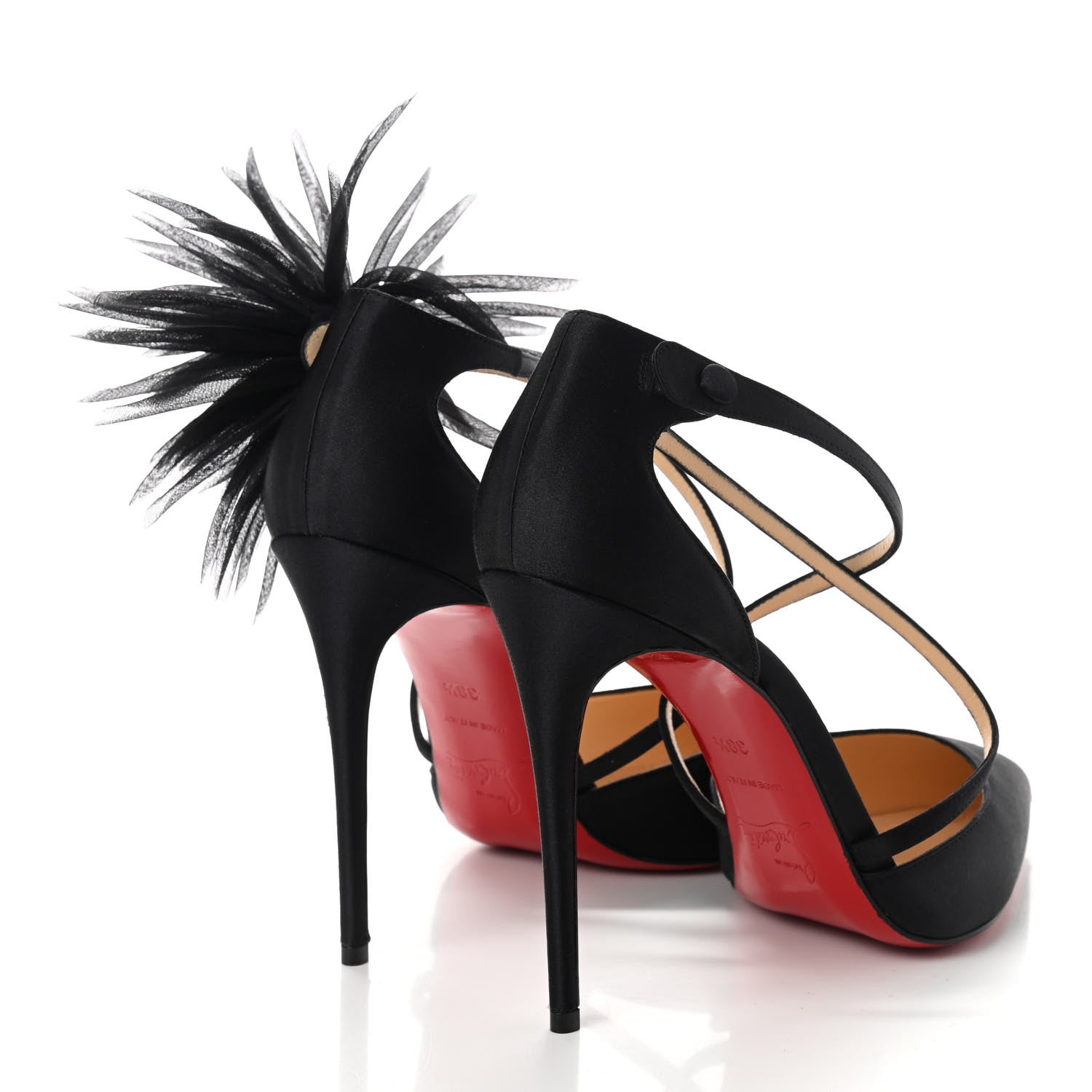 Christian Louboutin Crepe Satin Gela Davis 100 Pumps 38.5 Black 4 of 7