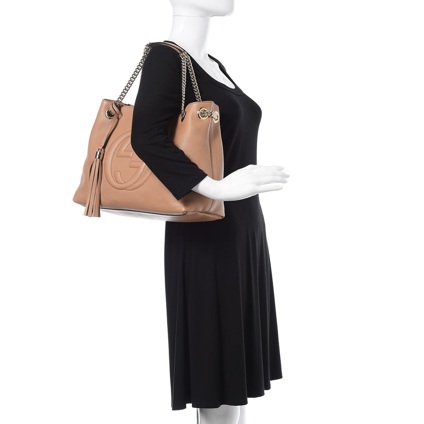 Pebbled Calfskin Medium Soho Chain Shoulder Bag Camelia