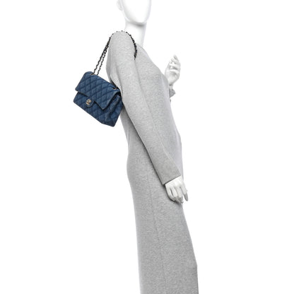 Chanel Printed Denim Quilted Medium Double Flap Light Blue 2 of 11