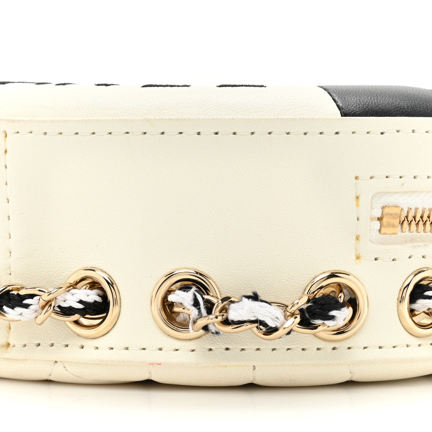 Chanel Lambskin Coco Lifesaver Round Bag Black White 8 of 15