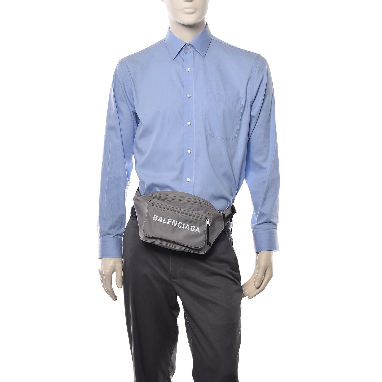 Textured Sport Nylon Logo Embroidered Wheel Beltpack Grey White
