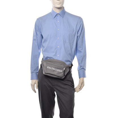 Balenciaga Textured Sport Nylon Logo Embroidered Wheel Beltpack Grey White 2 of 9
