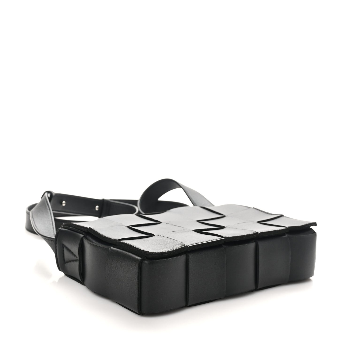 Lambskin Maxi Intrecciato Cassette Crossbody Bag Black