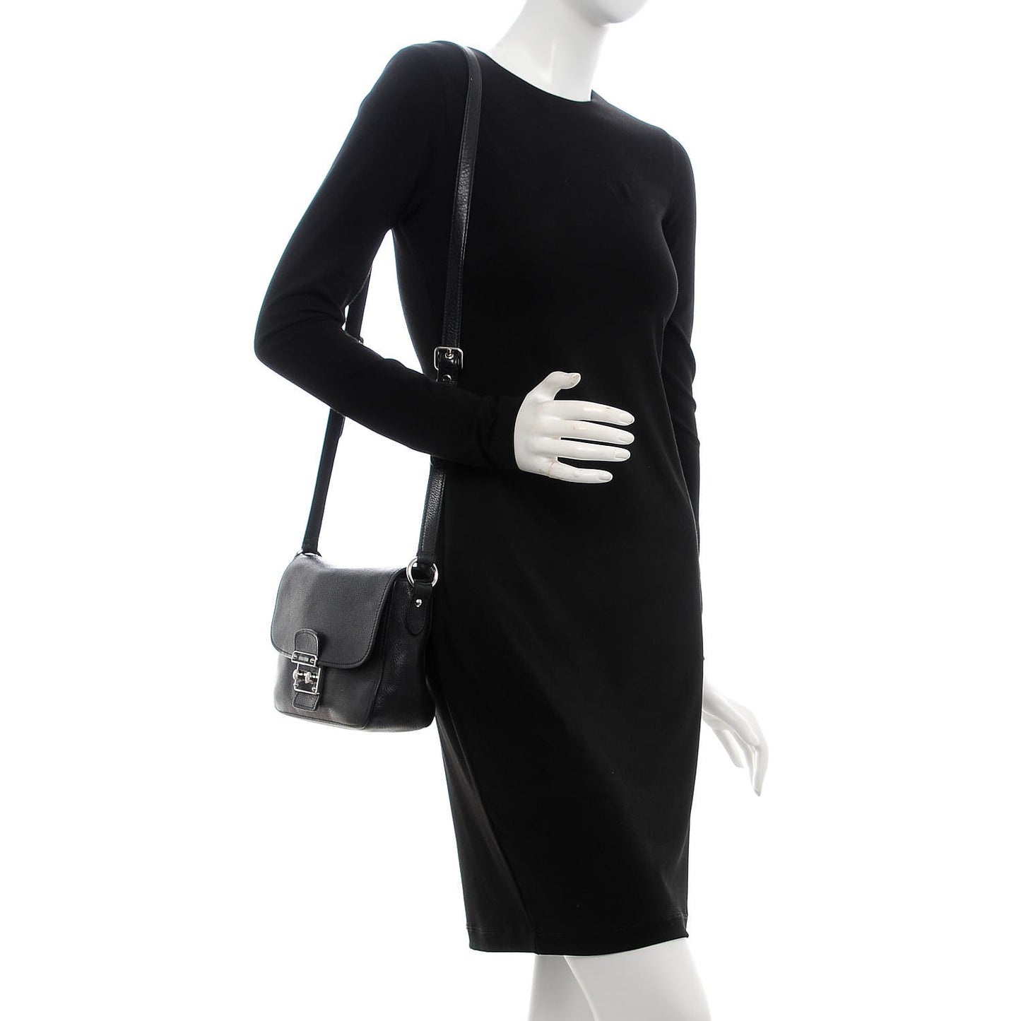 Goatskin Madras Shoulder Bag Black