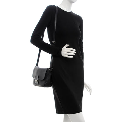 Miu Miu Goatskin Madras Shoulder Bag Black 2 of 9