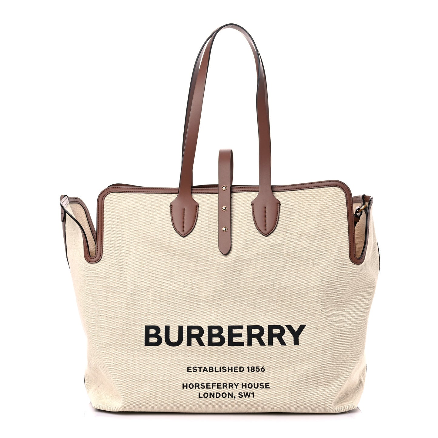 Cotton Canvas Calfskin Large Soft Belted Tote Bag Natural
