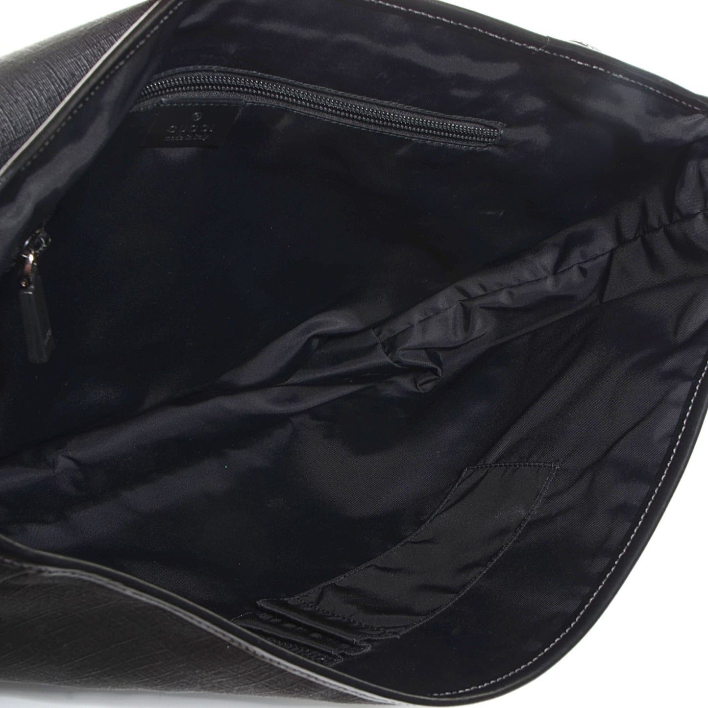 Coated Canvas Interlocking G Double Buckle Flap Messenger Bag Black