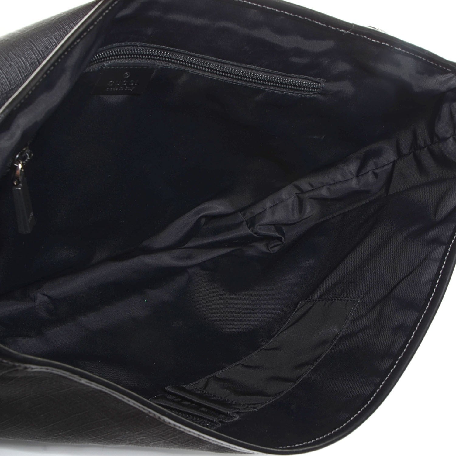 Gucci Coated Canvas Interlocking G Double Buckle Flap Messenger Bag Black 5 of 9