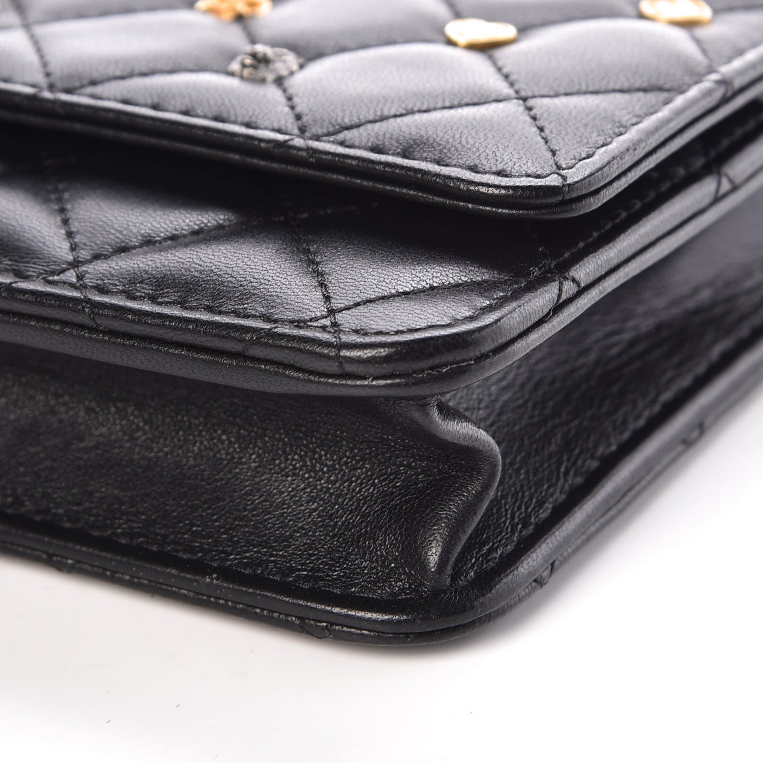 Chanel Lambskin Quilted Studded Wallet On Chain WOC Black 6 of 11