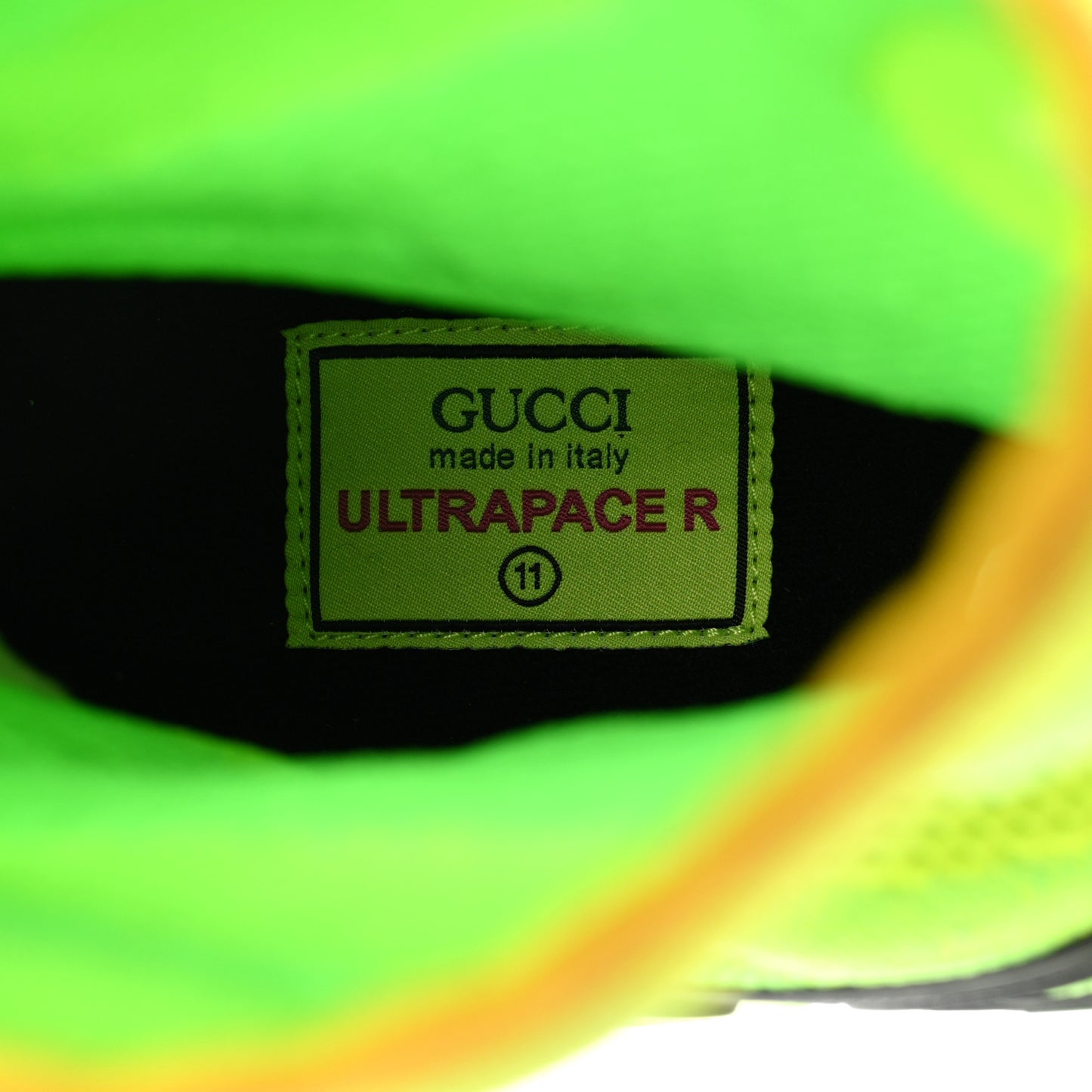 Rubber Technical Fabric Mens Ultrapace R Mid Top Sock Sneakers 11 Black Neon Green Yellow Fluo Crop
