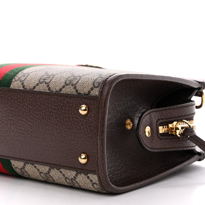 Gucci GG Supreme Monogram Textured Dollar Calfskin Web Small Ophidia Slip Handle Tote Beige Ebony New Acero 10 of 10