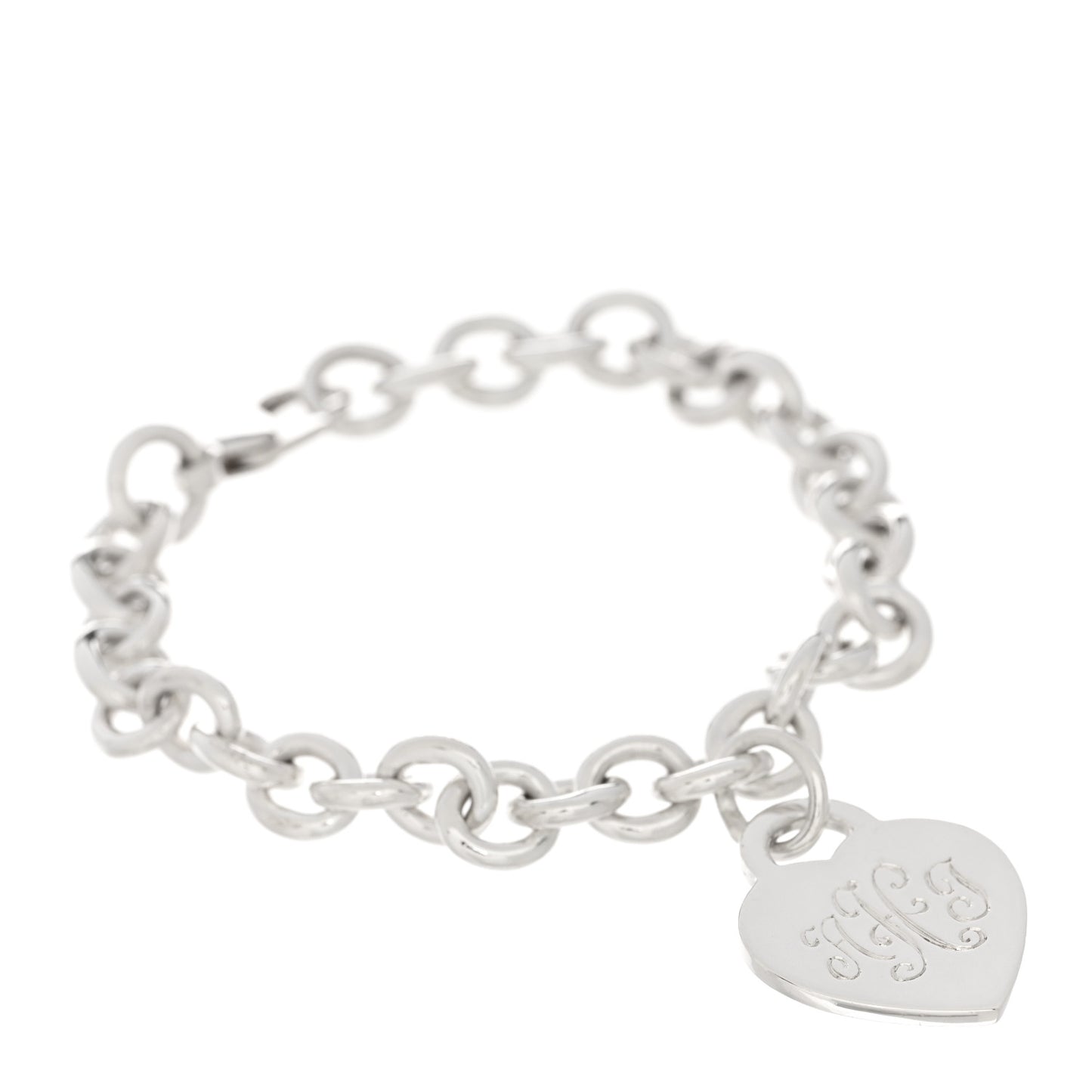 Sterling Silver Heart Tag Charm Bracelet