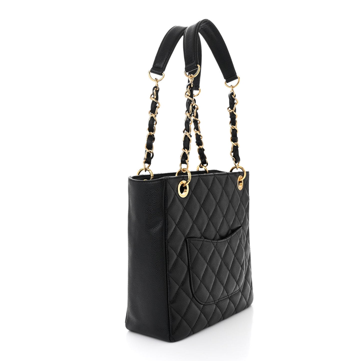 Caviar Quilted Petit Shopping Tote PST Black