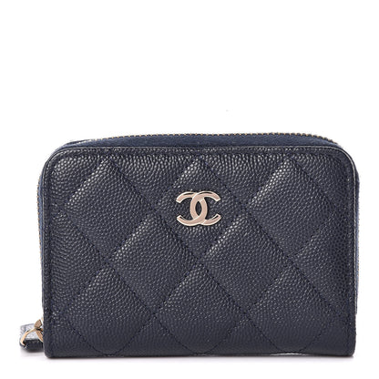Chanel Caviar Quilted Zip Coin Purse Dark Blue 1 of 9