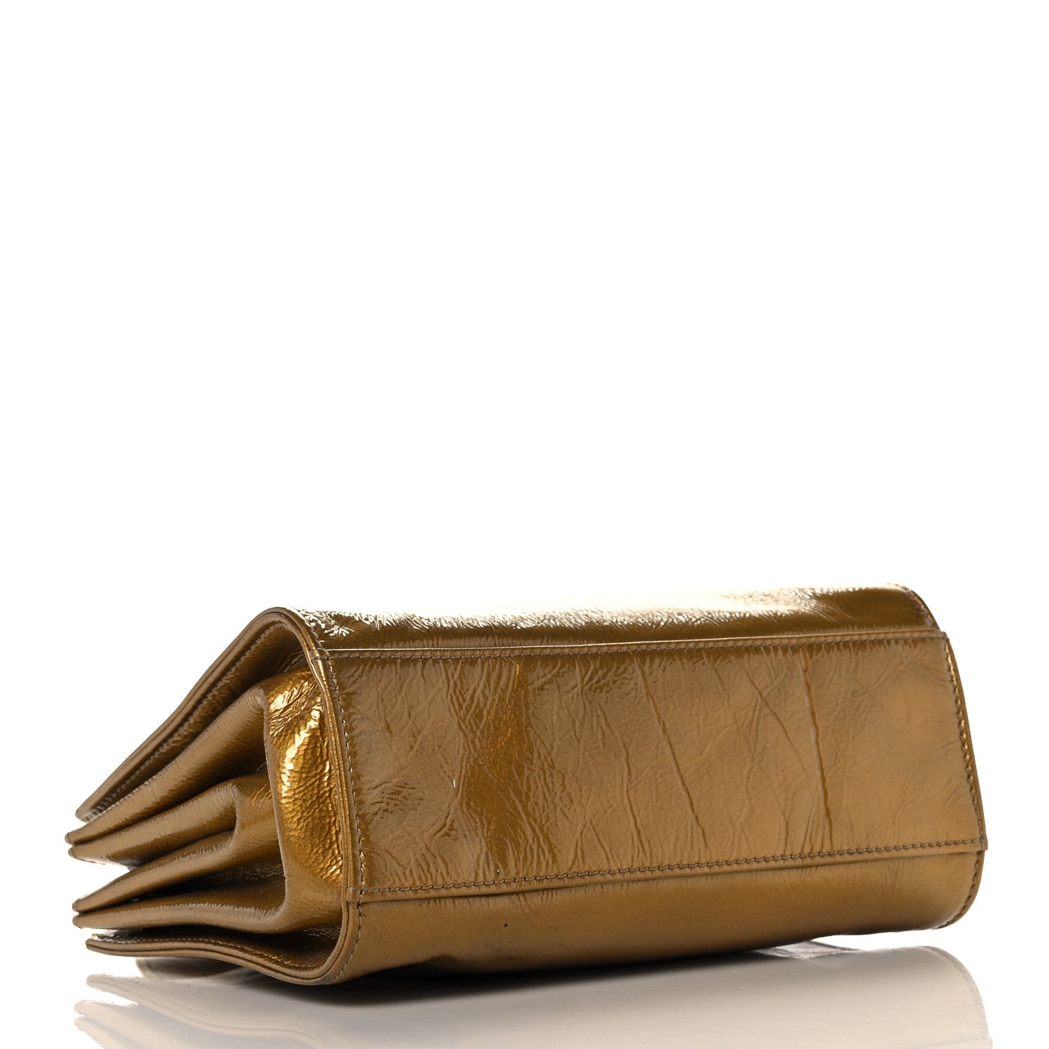 Chanel Metallic Patent Mademoiselle Lock Convertible Wrist Clutch Bag Gold 5 of 10